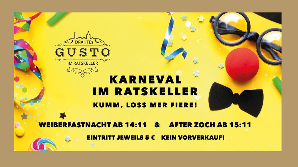 Informationsgrafik zum Karneval im Ratskeller 2026